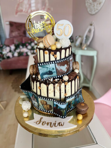 Tarta decorada 50 años con fotos