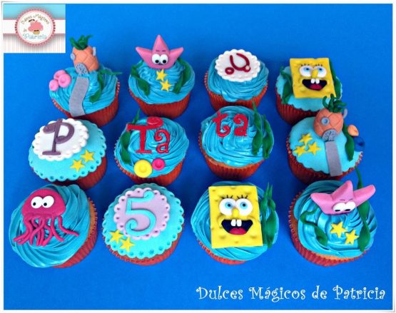 Cupcakes decorados Bob esponja