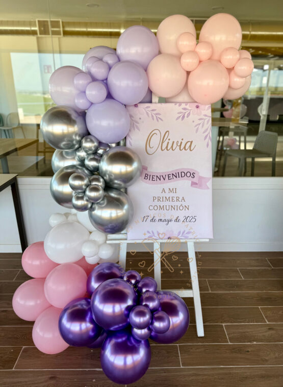 Entrada con globos bienvenida comunión