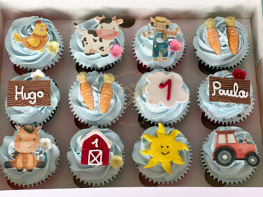 Cupcakes decorados temática granja