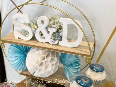 Candy bar boda dorado y azul
