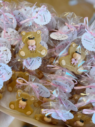 Galleta decorada osito bautizo