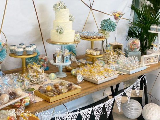 Candy bar boda dorado y azul