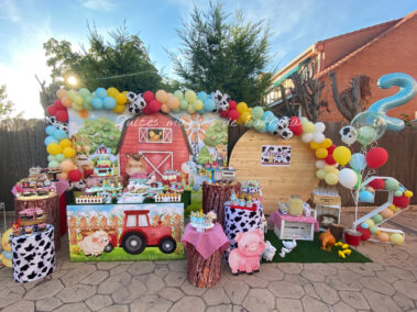 Mesa dulce y decoración cumpleaños La granja
