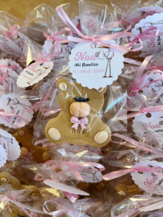 Galleta decorada osito bautizo