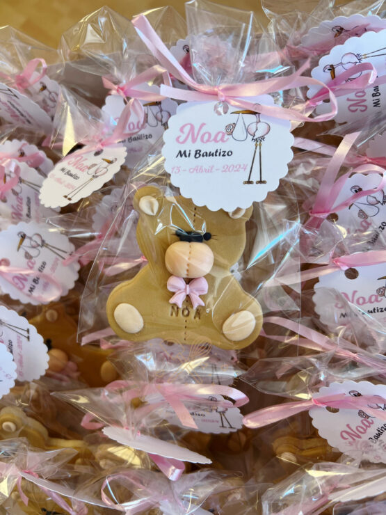 Galleta decorada osito bautizo