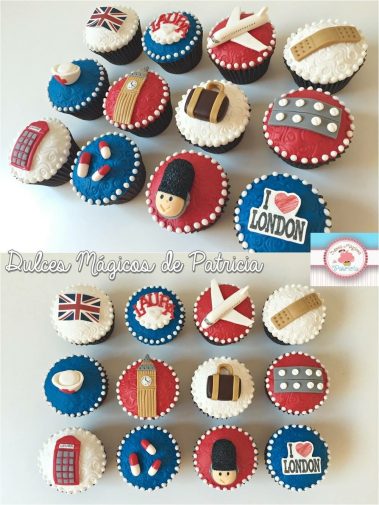 Cupcakes decorados temática Londres