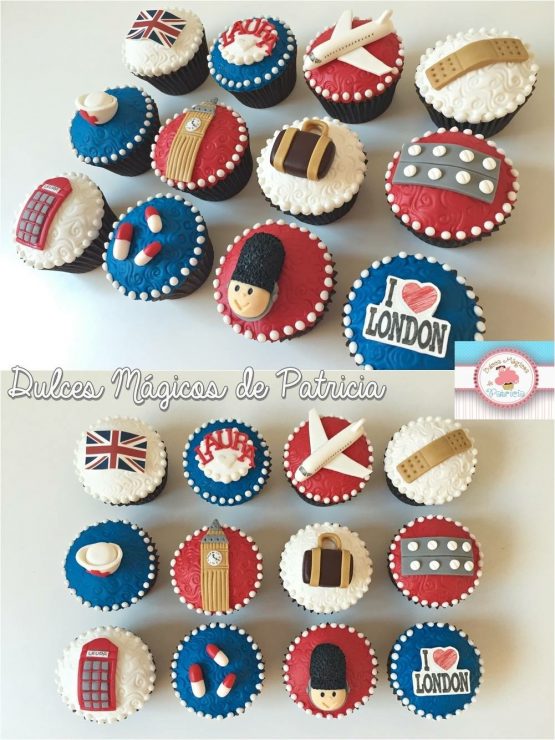 Cupcakes decorados temática Londres