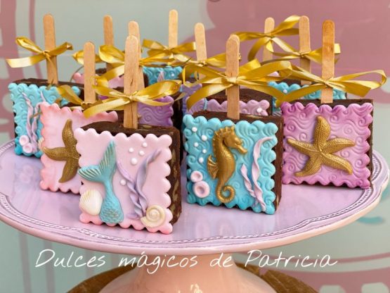 brownies decorados sirena