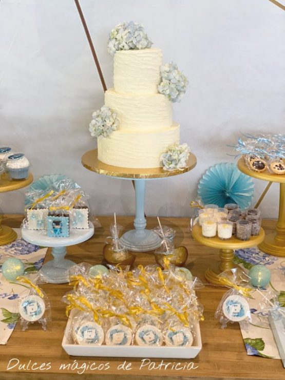 Candy bar boda dorado y azul