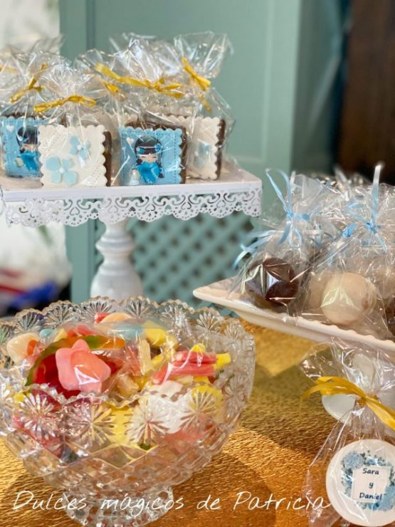 Candy bar boda dorado y azul