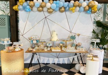 Candy bar boda dorado y azul