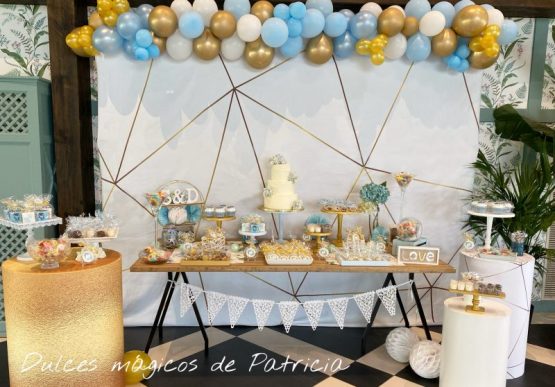 Candy bar boda dorado y azul