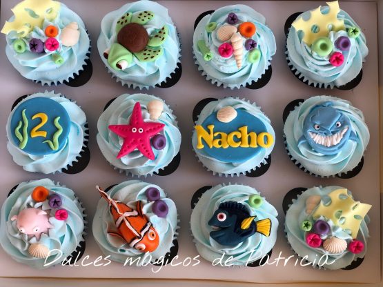 Cupcakes decorados temática Buscando a nemo