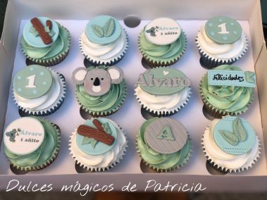 Cupcakes decorados temática Koala 1 añito
