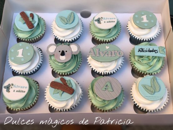 Cupcakes decorados temática Koala 1 añito