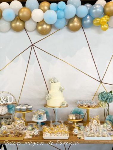 Candy bar boda dorado y azul