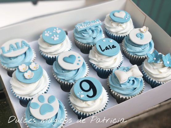 Cupcakes decorados tonos azules
