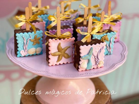 brownies decorados sirena