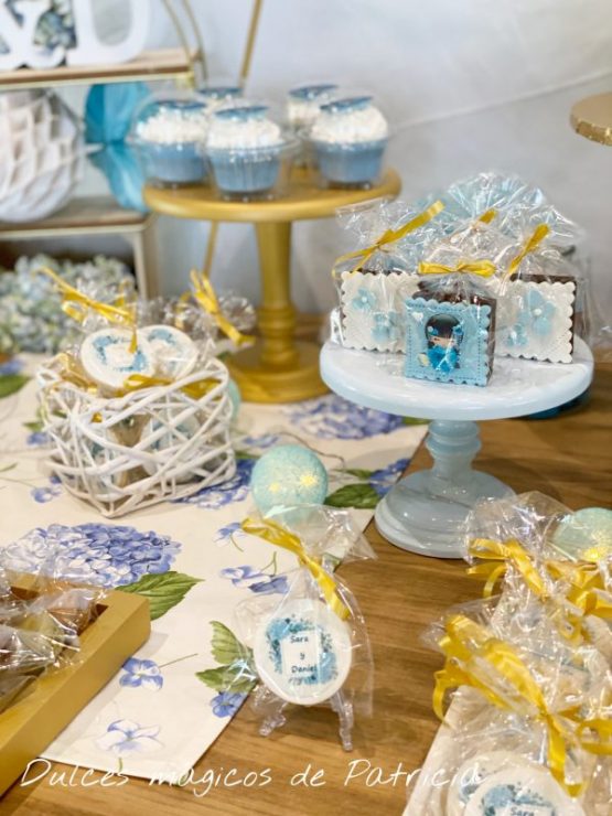 Candy bar boda dorado y azul