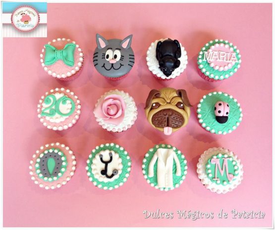 Cupcakes decorados temática veterinaria