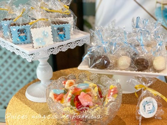 Candy bar boda dorado y azul