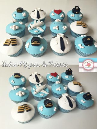 Cupcakes decorados temática piloto de avión