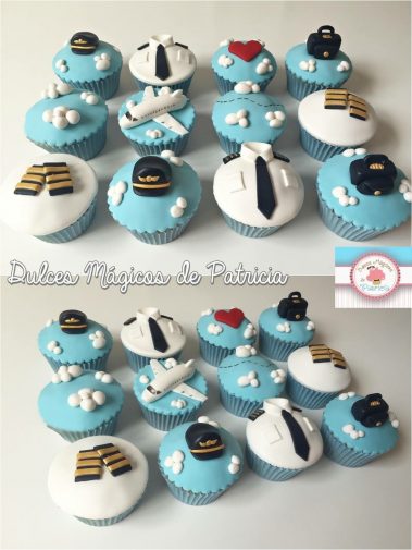 Cupcakes decorados temática piloto de avión