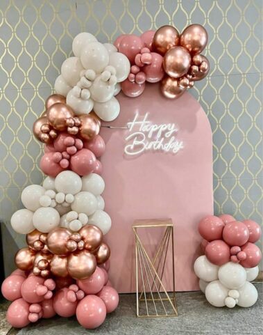 decoración globos photocall panel ovalado