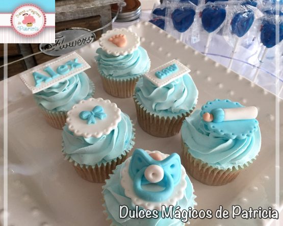 Cupcakes decorados bebé en azul