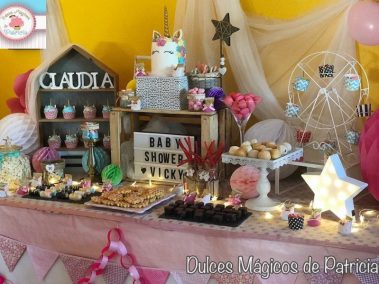 Candy bar Baby shower unicornio