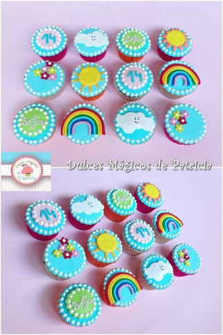 Cupcakes decorados arcoíris