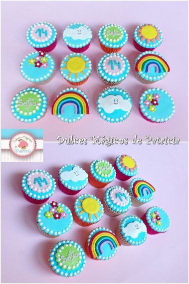 Cupcakes decorados arcoíris