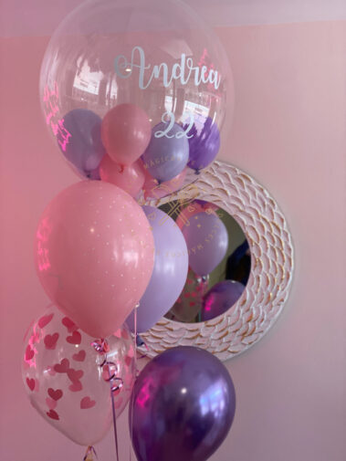 Globos helio tonos rosas y morados