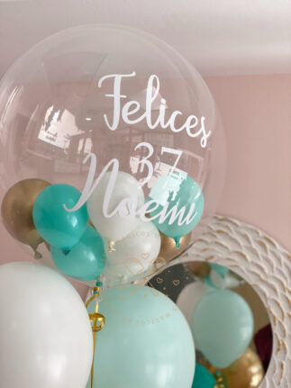 Globos helio tonos verde agua y dorado