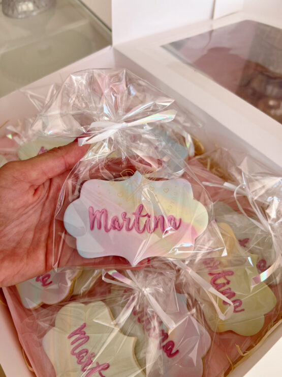 Galletas arcoíris con nombre