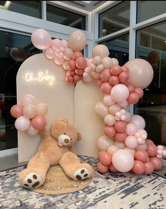 decoración globos photocall panel ovalado