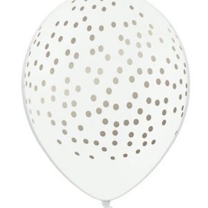 globo blanco topos lunares plata