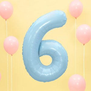globo numero 6 azul foil helio