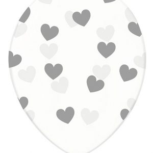 globo transparente corazones plata
