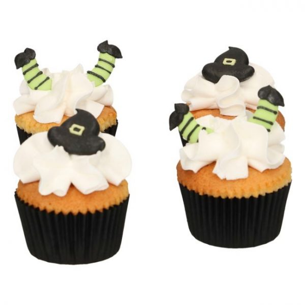 funcakes decoraciones de azúcar halloween sombrero bruja y piernas