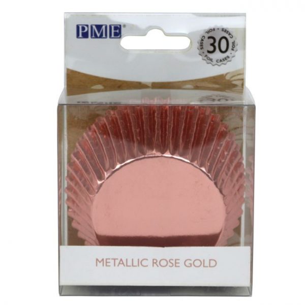capsulas cupcakes pme oro rosa metálico