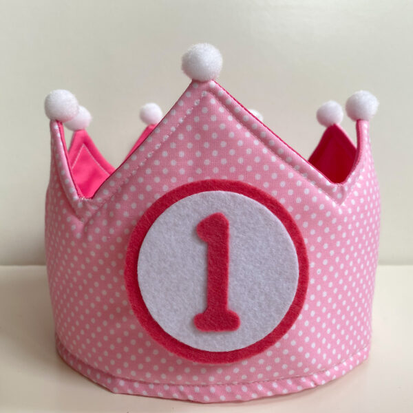 corona tela cumpleaños hecha a mano topitos azulcorona tela cumpleaños hecha a mano topitos rosa