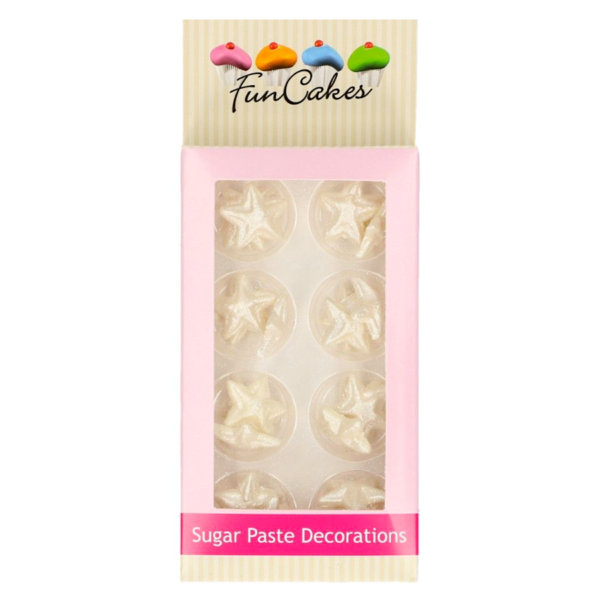 decoraciones azucar estrellas blanco perlado funcakes