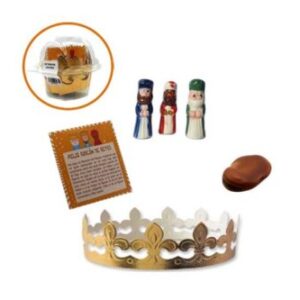 set roscón de reyes corona haba figura tarjeta azucren
