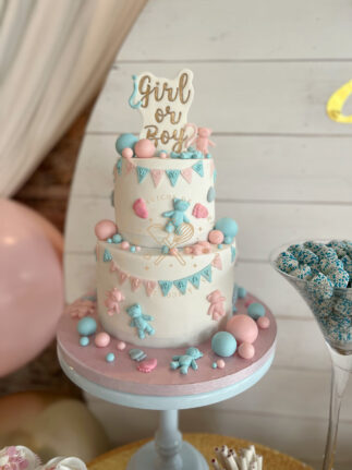 Tarta decorada infantil revelación sexo bebé