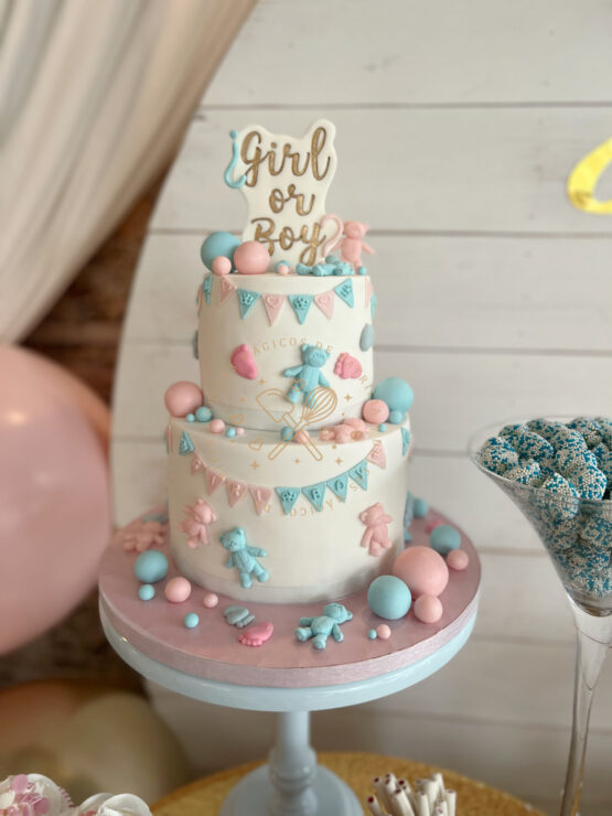 Tarta decorada infantil revelación sexo bebé