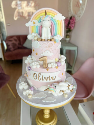 Tarta decorada infantil unicornio