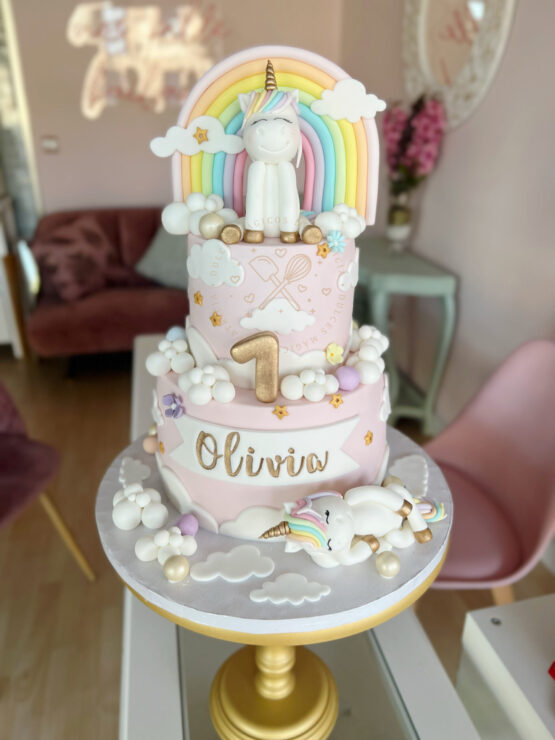 Tarta decorada infantil unicornio