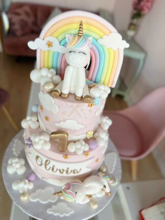 Tarta decorada infantil unicornio